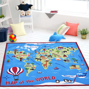 Tappeto in Poliestere Ecologico Antiscivolo con Mappa del Mondo Stampata per l'Apprendimento Domestico dei Bambini - Product Image 4