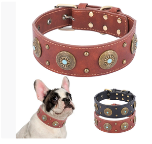 Vente en gros collier de chien en PU style vintage classique réglable pour berger allemand Rottweiler - Product Image 1