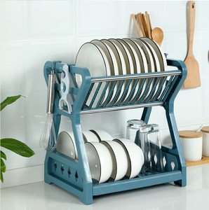 Metal and Plastic Kitchen Storage Rack Steel Dish Bowl Cups Spoon Organizer <strong>Counter</strong> Table <strong>Top</strong> Drain <strong>Shelf</strong> for Kitchen Storage - Product Image 2