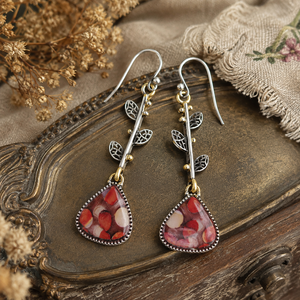 Orecchini a Triangolo con Foglie, Stile Vintage Naturale, Orecchini Pendenti Colorati, Gioielli Bohémien alla Moda per Donne - Product Image 2