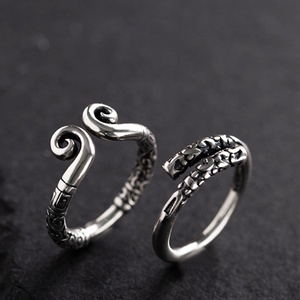 Bague ajustable en laiton style chinois sculptée, motif tourbillon, pour couple, polyvalente, tendance, pour usage quotidien ou mariage - Product Image 4