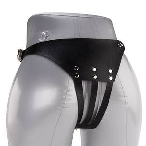 Vente chaude Pantalon de chasteté en cuir <span class=keywords><strong>PVC</strong></span> pour femmes adultes avec rivets à la taille et attaches de jambe et de hanche style jarretière BF-40700 - Product Image 2