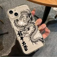 Étuis de téléphone pour iPhone 15 Pro Max 14 11 12 13 Mini XR XS 7 8 6 6S Plus SE 2020 2022 Dragon chinois souple clair housse en TPU