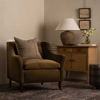 Fauteuil en velours à une place, style campagnard vintage, meuble d'appoint pour bureau à domicile, fauteuil pour salon, usage domestique