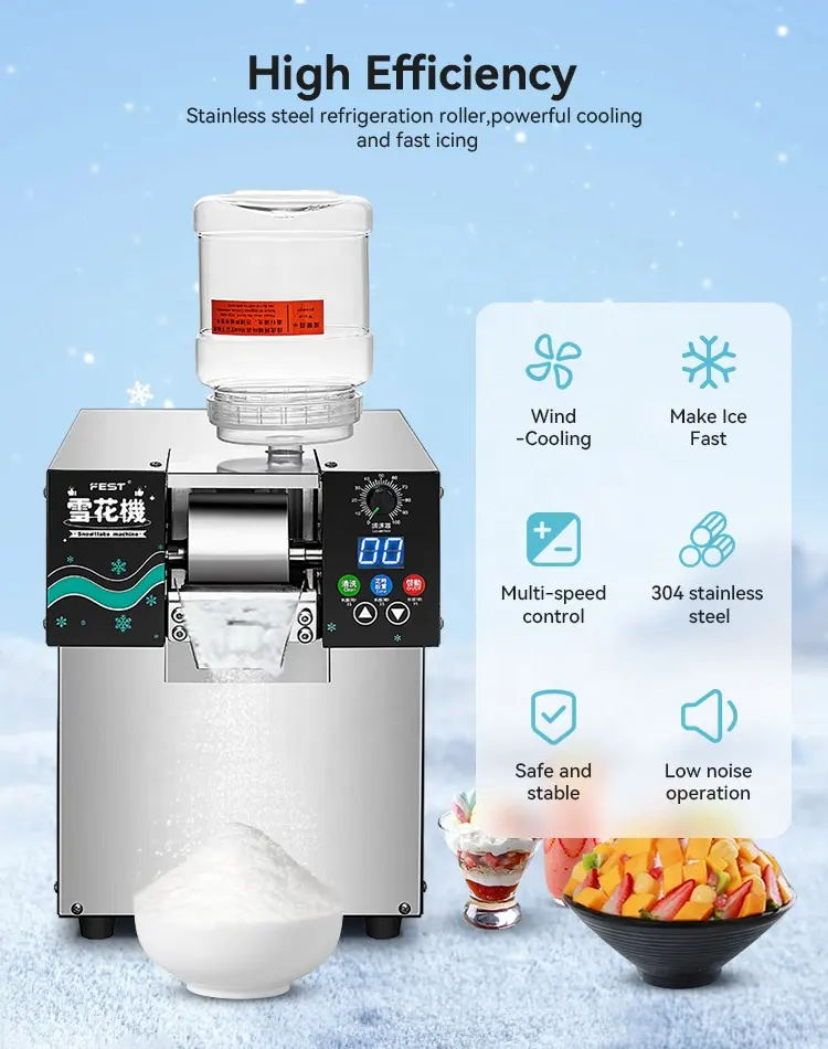 FEST Water-Cooled Snowflake Ice Machine for Business Fabricação de gelo neve de alta qualidade com operação manual