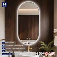 Espejo de Pared Ovalado con Iluminación LED para Salón de Belleza, Moderno y de Lujo, Antivaho Inteligente, para Uso en Hoteles, Apartamentos y Villas