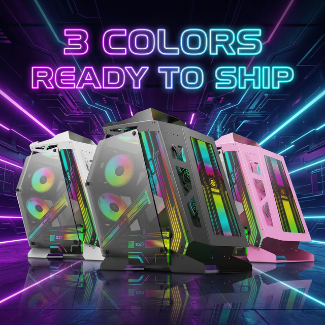 Black White Pink Color OEM Custom logo Unique Gaming Computer Pc Case With Fans
