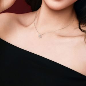 Dylam Dainty CZ Alphabet 26 A-Z Letter Necklace Rhodium Plated, Personalized Name Y <b>Initial</b> Necklace for Women Female - Product Image 3