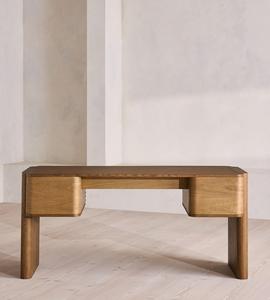Custom Designer Solid Wood Vanity Table <b>Oak</b> <b>Frame</b> Hand Carved Hammered Drawer Fronts Dressing Table For Modern Bedroom Interior - Product Image 6