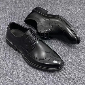 Nouvelles Chaussures en Cuir pour Hommes, Style Anglais, à Bout Pointu, Décontractées et Habillées, Imperméables, Gravées, Collection Automne, Meilleures Ventes - Product Image 2