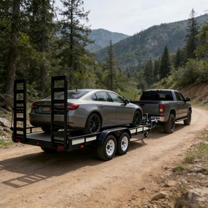 Remorque utilitaire à plateau plat à 2 essieux, robuste |   Rampe arrière pliable |   Idéal pour le transport <span class=keywords><strong>de</strong></span> VTT, <span class=keywords><strong>de</strong></span> tondeuses à gazon et <span class=keywords><strong>d</strong></span>'équipements - Product Image 5