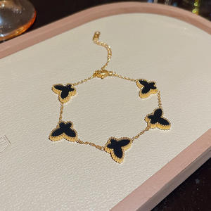 SL091 Pulsera Ajustable de Acero Inoxidable con Trébol Pulseras de Diseñador de Moda Pulseras de Eslabones para Mujer Joyería Sencilla - Product Image 2