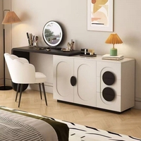 Coiffeuse de style français en bois massif avec miroir sur pied éclairé, meuble de chambre à coucher