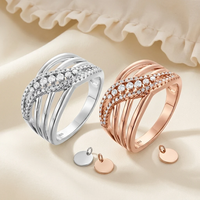 QX 925 Sterling Silber Breiter Bandring mit Pavé-CZ, mehrreihiger Statement-Ring, kundenspezifischer OEM-Großhandelsschmuck für Herren und Damen