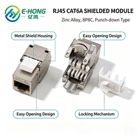 Module réseau mural CAT6A blindé, entièrement blindé, plaqué or, connecteur Keystone RJ45 en alliage de zinc argenté, 180 degrés, sans outil, 10 Gbit/s