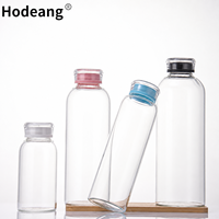 Bouteille en verre borosilicate haute résistance anti-fuite réutilisable transparente avec couvercle coloré – 250 ml, 500 ml, 750 ml, 1000 ml
