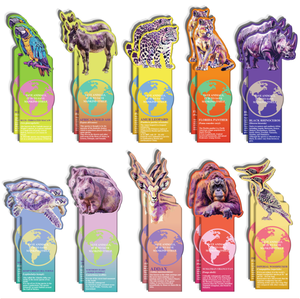 20 Pieces / Set Paper Bookmarks Waterproof and Tear Resistant With10 Different Cartoon Animal Designs for School and Promotion