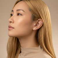 Maina Leaves Moon Zircon Ear Lip Stud ASTM F136 Titanium Cartilage Labret Piercing Jewelry Internally Thread Cartilage Earrings