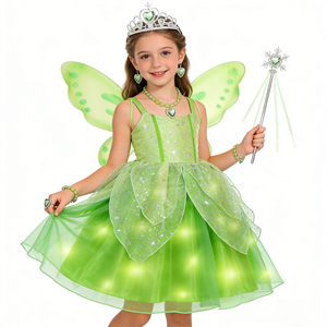 Nuevo Diseño de Disfraces de Princesa para Niñas, Disfraz de Princesa para Fiesta, Vestido Verde con Accesorios - Product Image 2