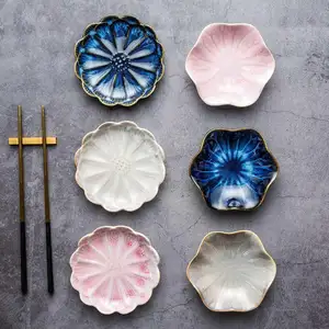 Plats à sauce, assiettes à sauce soja <span class=keywords><strong>wasabi</strong></span> pour <span class=keywords><strong>sushi</strong></span>, vente en gros, forme de cerisier japonais, céramique minimaliste, logo personnalisé, cadeaux - Product Image 1
