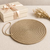 Sous-verre rond en corde de jute tressée, dessous de plat, support de casserole, avec boucle de suspension, décoration rustique pour table de cuisine, fait main