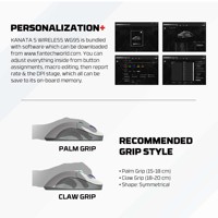FANTECH KANATAS WG9S 12000 DPI 2.4GHz Mouse Nirkabel Sensor 3311 Mouse Gaming dengan Perangkat Lunak yang Dapat Diprogram Makro