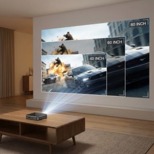 Proyector LED Portátil Aome Classic DLP P30 1080P para Exteriores, <span class=keywords><strong>80</strong></span> Lúmenes, 10-100 Pulgadas, Altavoces Integrados, Batería Integrada, Europa - Product Image 3