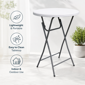 Mesa de Cóctel Plegable Redonda, Mesa Alta Portátil, Mesa de Bistró de Plástico para Fiestas, Bodas, Eventos y Catering - Product Image 5