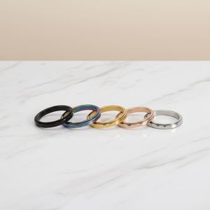 Bagues en acier inoxydable anti-ternissement, pour le commerce transfrontalier, prêtes à l'emballage de détail, incrustation en résine époxy, sans nickel - Product Image 5