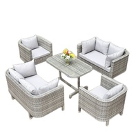 Ensemble de canapé et table basse en rotin d'extérieur avec rangement, design minimaliste moderne pour cour, jardin, villa, balcon - Double rotin