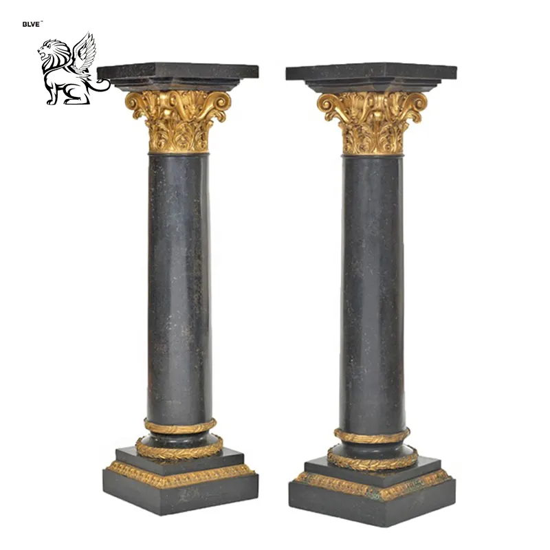 BLVE, декоративный современный уникальный дизайн, ручная работа, резной твердый натуральный камень, римские колонны, черная мраморная колонна