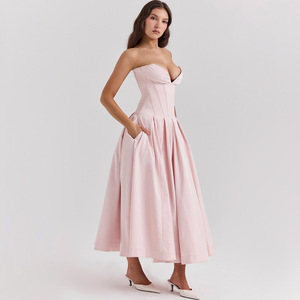 Abito Estivo Sexy con Spalle Scoperte Corsetto a Lisca di Pesce e Schiena Nuda Elegante da <span class=keywords><strong>Donna</strong></span> per Serate di Gala Aderente da Ballo - Product Image 3