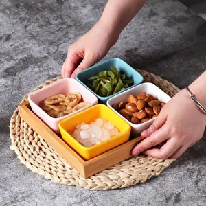 Petite assiette carrée en céramique pour sauces, plat à sushi, assiette à <span class=keywords><strong>moutarde</strong></span>, plat à sauce soja, plateau à <span class=keywords><strong>poivre</strong></span> motif fleur de cerisier - Product Image 2