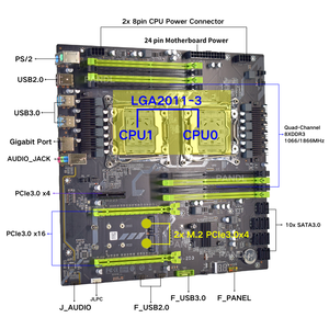 PANDL NOUVEAU X99-2D3 8X DDR3 Carte mère <span class=keywords><strong>Kit</strong></span> <span class=keywords><strong>PC</strong></span> de bureau Ensemble Double processeur Intel Xeon E5 2696 V4 Combo 2696v4 Carte mère X99 Double processeur - Product Image 5