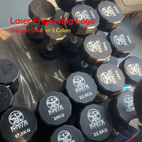 Haltères de gym Tellus Fitness personnalisables avec logo, en uréthane à 12 faces, paires de 2,5 kg à 50 kg, poids durables en CPU pour entraînement fonctionnel