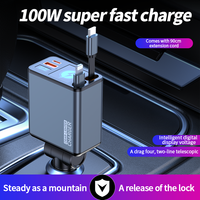 Chargeur de voiture rapide 4-en-1 BOOLA avec câble rétractable double, port Type-C, style Cyberpunk, adaptateur d'alimentation automobile 12-24V, modèle camion