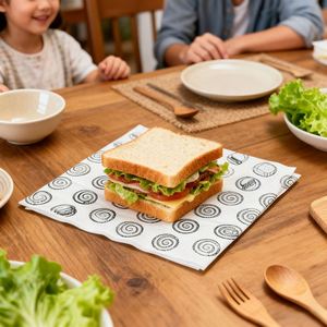 Papier à hamburger anti-graisse personnalisé avec logo, papier ciré, papier à sandwich, papier de cuisson, papier alimentaire de qualité alimentaire, tapis à pain - Product Image 1