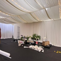 KAVI Rideaux de plafond rectangulaires élégants et luxueux en soie de lait blanche, draperies ondulées pour tentes, toiles de plafond, décoration de banquets