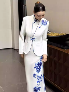 High-End Peony Rhythm Series Chinese Style Women's Cheongsam Hotel Reception and <strong>Waitress</strong> Workwear Hotel <strong>Uniforms</strong> - Product Image 2