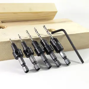 Brocas de escareador de 9.5mm, conjunto de brocas com inserções de comprimento de haste hexagonal de trabalho em madeira