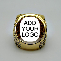 Bague de championnat en cristal naturel plaqué or avec votre logo - Style sportif décontracté