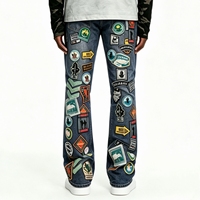 Jeans en denim pour hommes SOONREE, avec plusieurs patchs graphiques, pantalon de style streetwear, fabricant sur mesure OEM