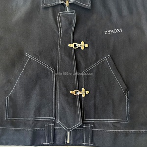 Veste en jean bomber personnalisée pour pompier, coupe ample, en denim 14oz épais, pour vêtements de travail - Product Image 4