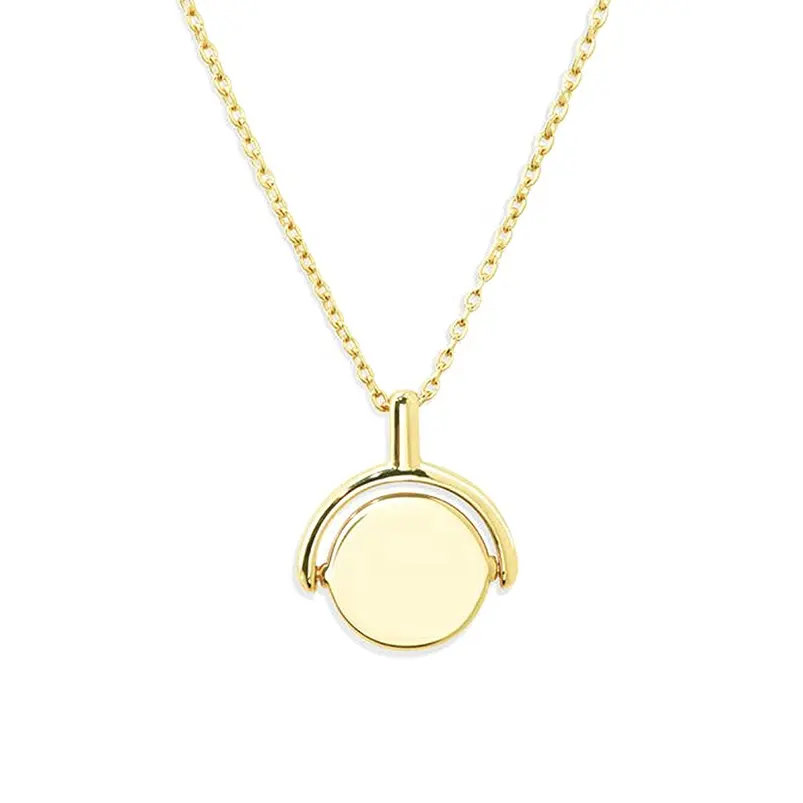 Gemnel latest design jewelry gold plated custom rotating coin medallion pendant necklace