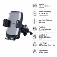 Support de téléphone pour voiture APPS2CAR Premium Gear Clamp, compatible avec les smartphones, système de fixation sécurisé breveté, design de fixation sur grille.