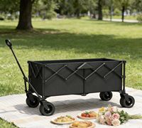 Chariot de camping pliable avec grandes roues tout-terrain, chariot utilitaire portable pour le sport, la plage et le camping