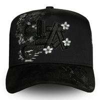 Nuevas Gorras Originales Rico con Logotipo Bordado en 3D, Visera Curva Desgastada, Color Negro Total, Cristal 31, Gorras Barbas