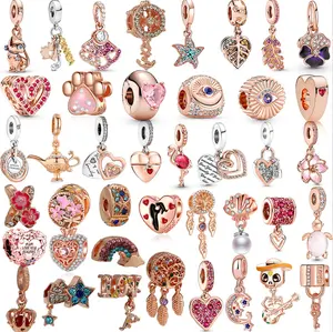 Bling pan dora rose gold charms bulk zinc alloy slider charm for bracelet