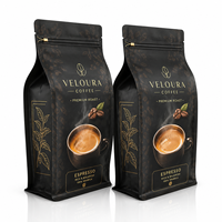 Sachet de café personnalisé avec impression numérique, soufflet latéral et valve – Emballage premium pour grains de café expresso