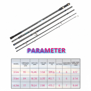 Caña de Pescar <span class=keywords><strong>Telescópica</strong></span> de Fibra de Carbono Premium de 3.6m/3.9m/4.2m con Mango de Corcho, Diseño Portátil de 4 Piezas para Lanzamiento Largo - Product Image 2